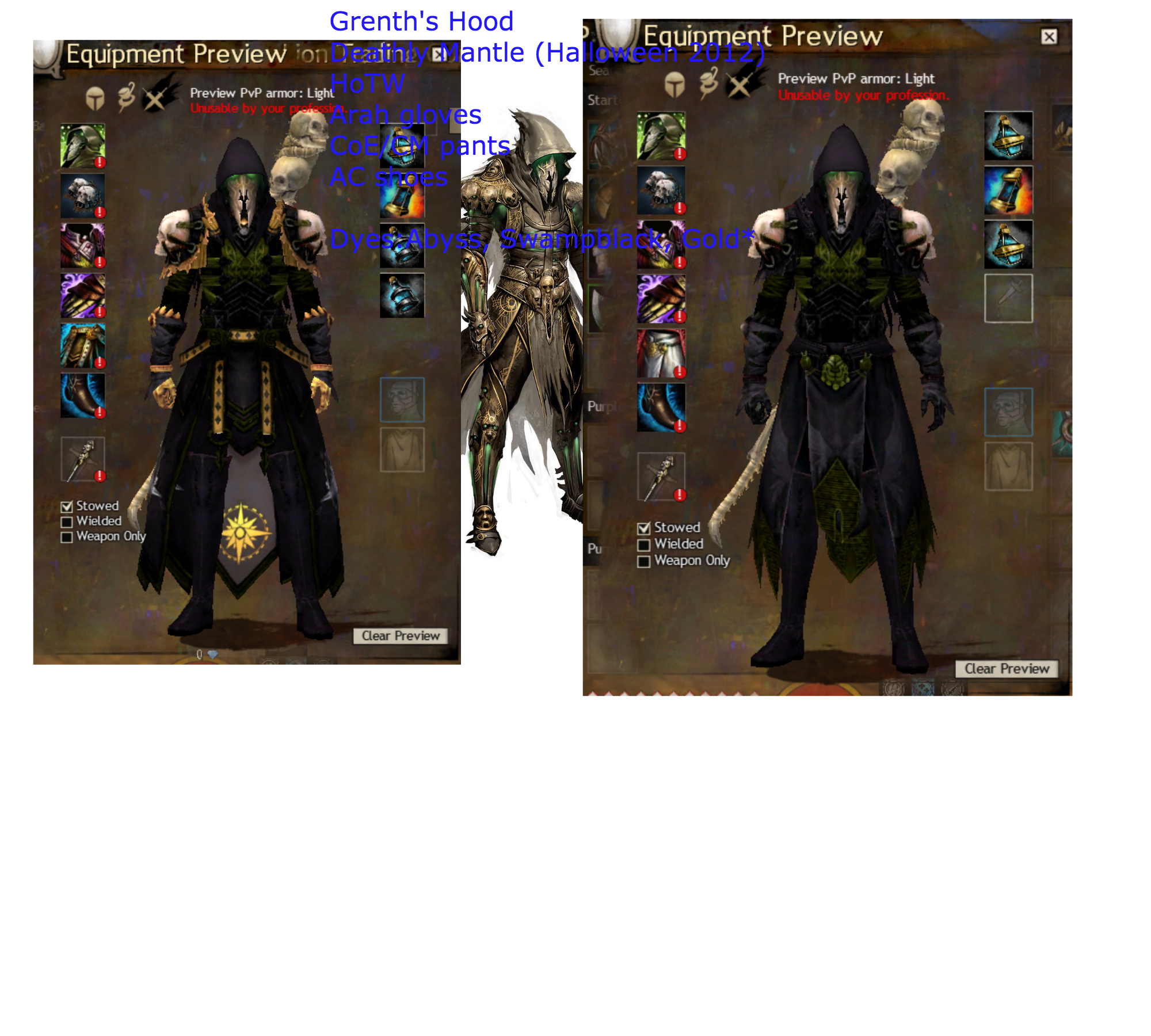 Complementing skins for the new Grenth Hood r/Guildwars2